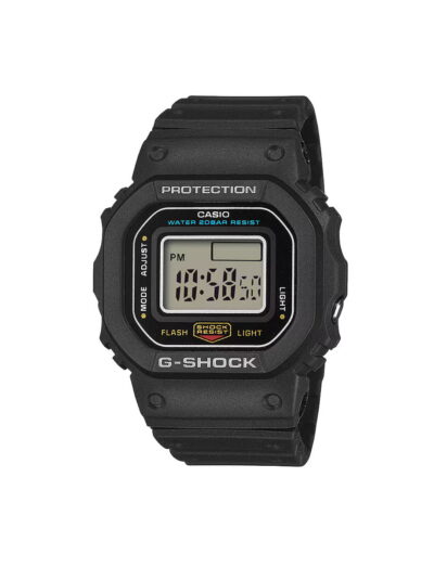 G-Shock wristwatch with resin and bio-based resin case and bracelet, and digital display.