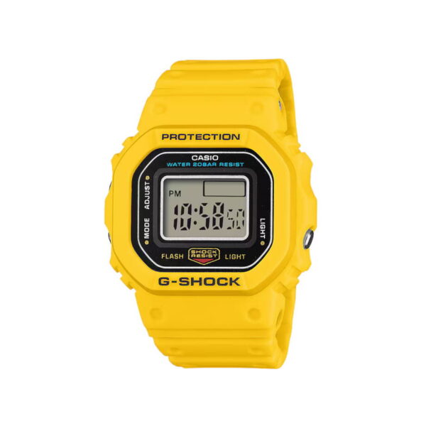 G-Shock wristwatch with yellow resin and bio-based resin case and bracelet, and digital display. | Feldmar Watch Co. G-Shock wristwatch with yellow resin and bio-based resin case and bracelet, and digital display.