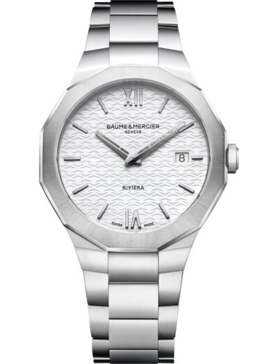 Baume & Mercier wristwatch with stainless steel case and bracelet and white dial
