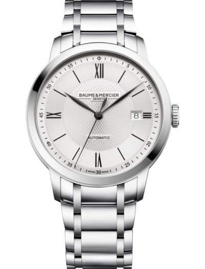 Baume & Mercier wristwatch with stainless steel case and bracelet and silver dial