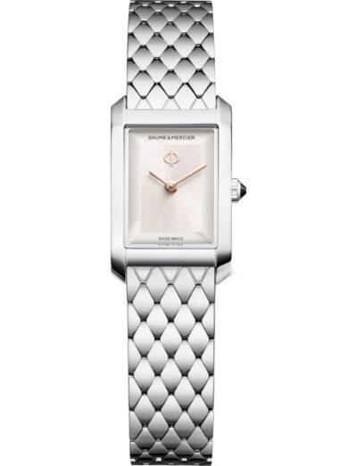 Baume & Mercier wristwatch with stainless steel case and bracelet and warm silver dial | Feldmar Watch Co. Baume & Mercier wristwatch with stainless steel case and bracelet and warm silver dial