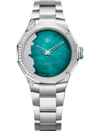 Baume & Mercier wristwatch with stainless steel case and bracelet and green dial