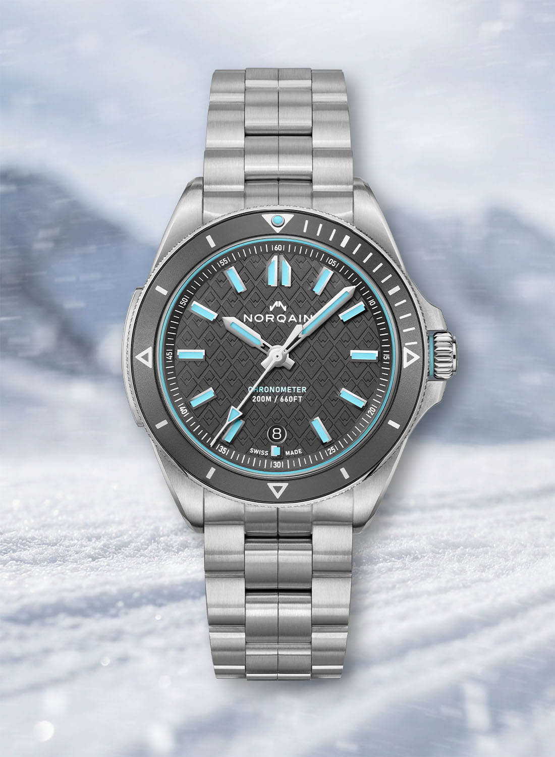 Hotlist image for Norqain wristwatch with stainless steel case and bracelet and grey dial