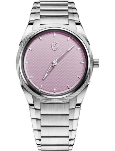 Parmigiani Fleurier wristwatch with stainless steel case and bracelet, and Alta Rosa dial.