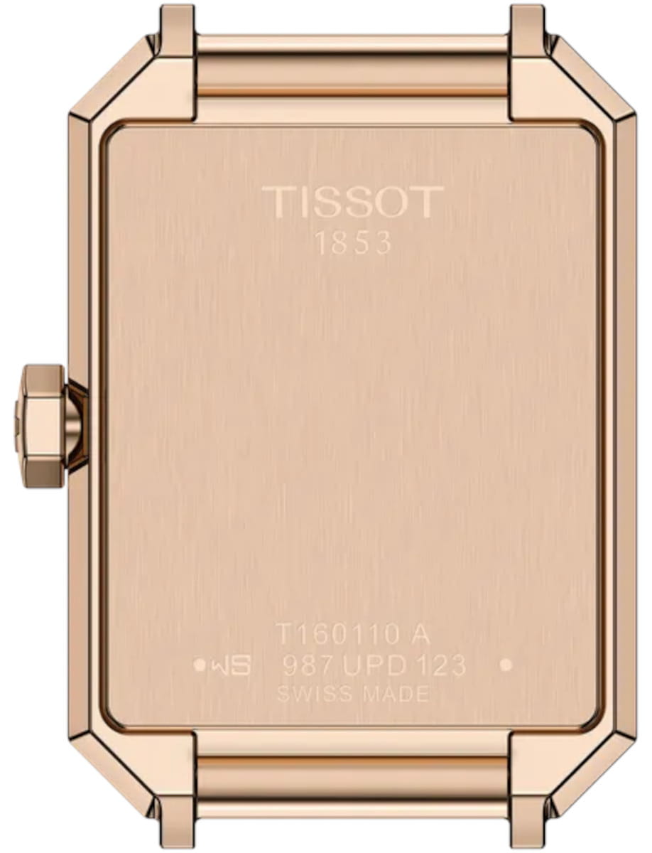 Back view of Tissot wristwatch with stainless steel case.