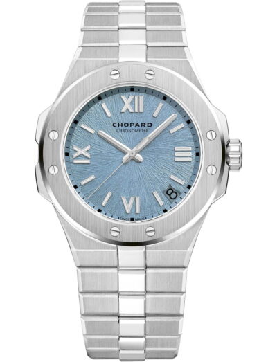 Chopard wristwatch with stainless steel case and bracelet and Rhone Blue dial | Feldmar Watch Co. Chopard wristwatch with stainless steel case and bracelet and Rhone Blue dial