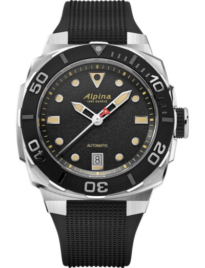 Alpina Diver Extreme Automatic wristwatch with stainless steel case, black dial, and black rubber strap.