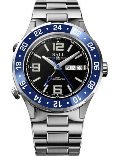 Luminox Roadmaster Marine GMT wristwatch with titanium case and bracelet, and black dial.