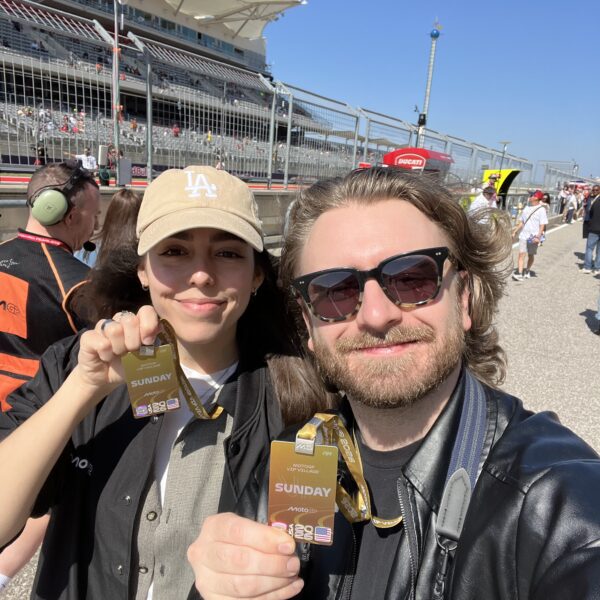 Derek and Lindsay selfie with VIP passes