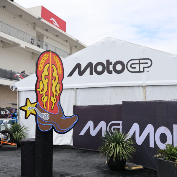 Boot statue in the MotoGP paddock