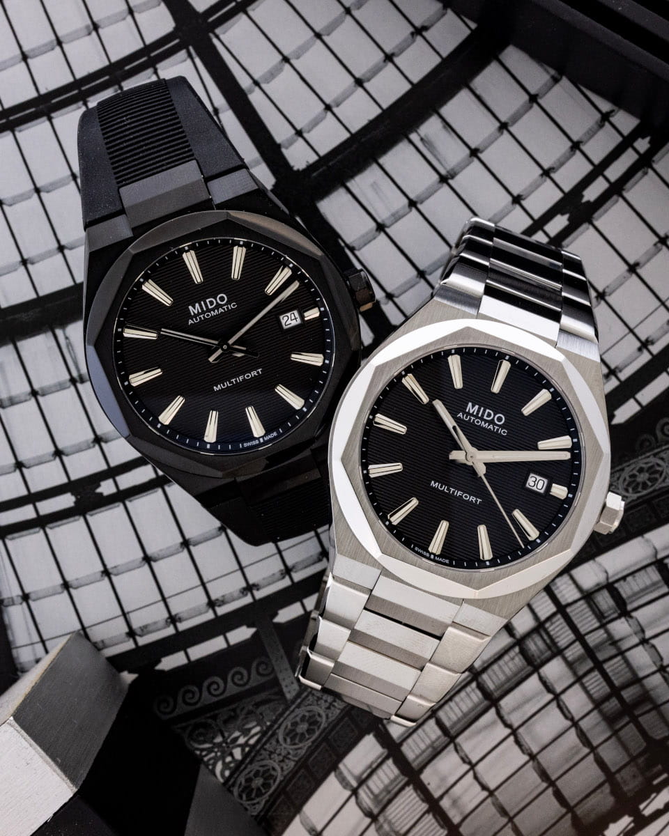 Hotlist image for Mido Multifort wristwatch with stainless steel case and bracelet, and black dial.