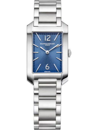 Baume & Mercier wristwatch with stainless steel case and bracelet and blue dial
