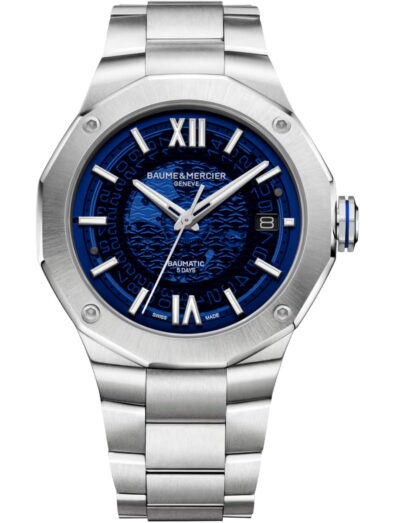 Baume & Mercier wristwatch with stainless steel case and bracelet and blue dial