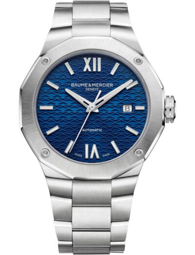 Baume & Mercier wristwatch with stainless steel case and bracelet and blue dial