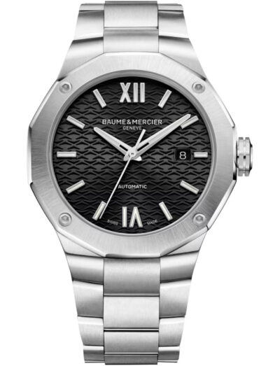 Baume & Mercier wristwatch with stainless steel case and bracelet and black dial