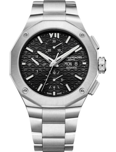 Baume & Mercier wristwatch with stainless steel case and bracelet and black dial