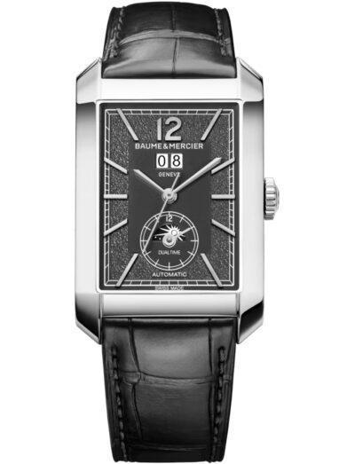 Baume & Mercier wristwatch with stainless steel case, grey dial and calf leather strap