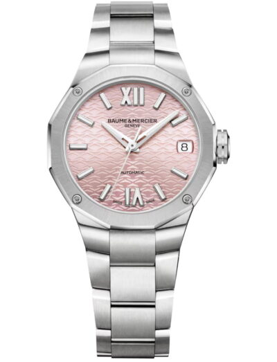 Baume & Mercier wristwatch with stainless steel case and bracelet and pink dial