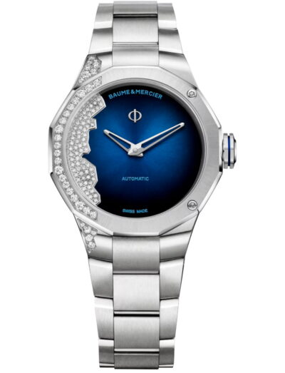 Baume & Mercier wristwatch with stainless steel case and bracelet and blue dial