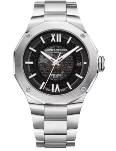 Baume & Mercier wristwatch with stainless steel case and bracelet and grey dial