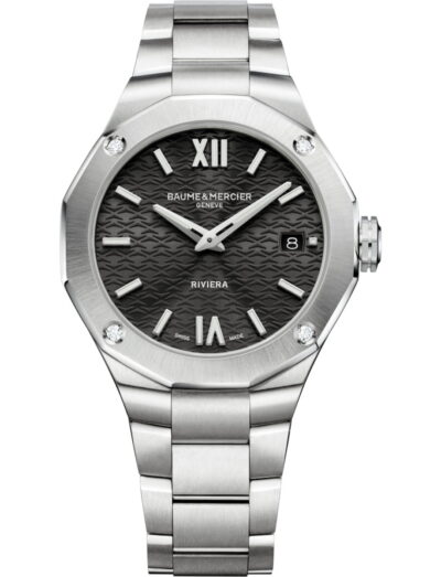 Baume & Mercier wristwatch with stainless steel case and bracelet and black dial