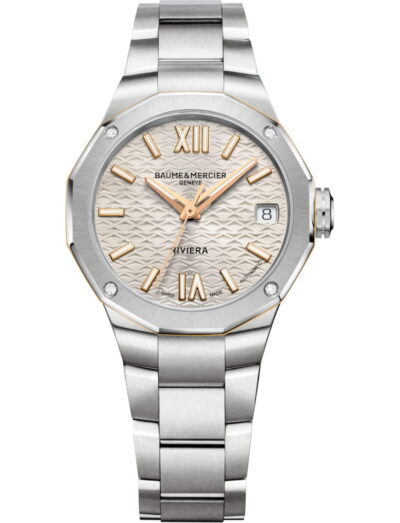 Baume & Mercier wristwatch with stainless steel case and bracelet and Argent chaud dial