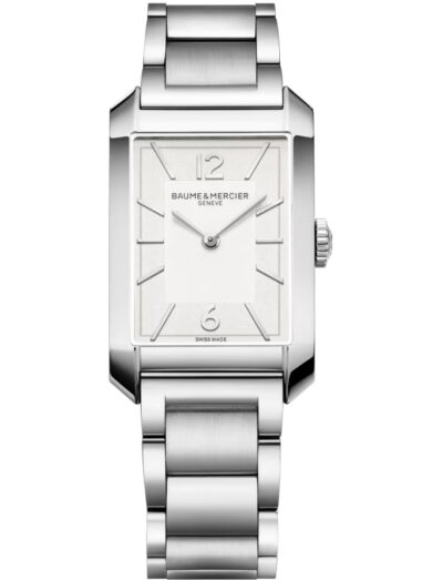 Baume & Mercier wristwatch with stainless steel case and bracelet and grey opalin dial