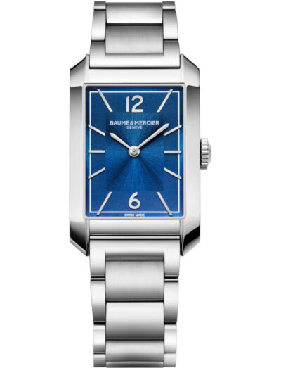 Baume & Mercier wristwatch with stainless steel case and bracelet and blue dial