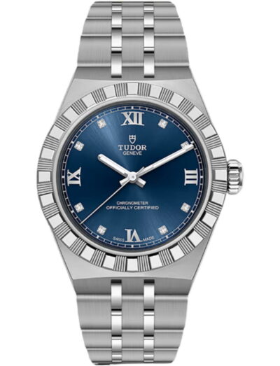 Tudor wristwatch with stainless steel case and bracelet and blue dial