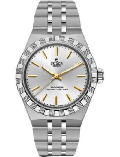 Tudor wristwatch with stainless steel case and bracelet and silver dial