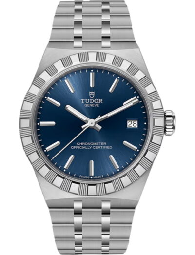 Tudor wristwatch with stainless steel case and bracelet and blue dial
