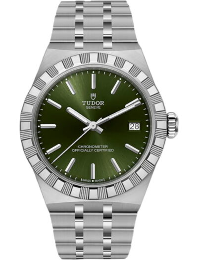 Tudor wristwatch with stainless steel case and bracelet and green dial