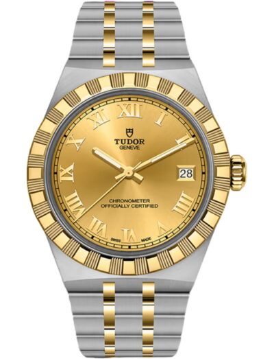 Tudor wristwatch with steel and yellow gold case and champagne dial