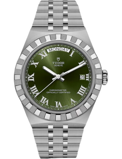 Tudor wristwatch with stainless steel case and bracelet and green dial