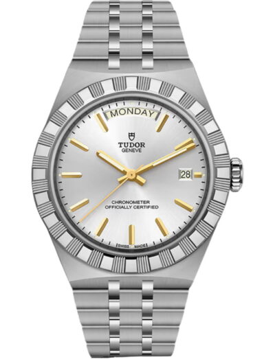 Tudor wristwatch with stainless steel case and bracelet and silver dial