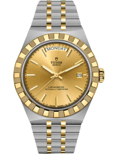 Tudor wristwatch with steel and yellow gold case and bracelet and champagne-colour dial