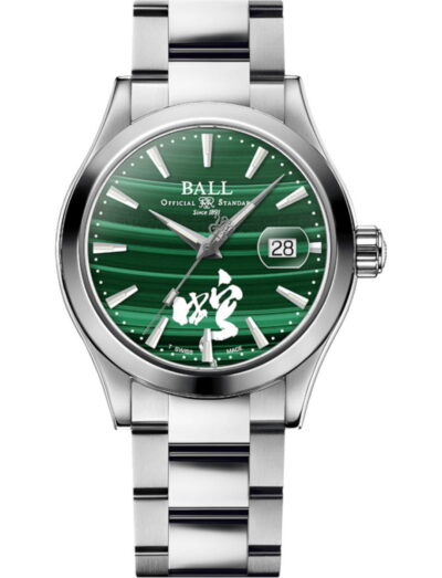 Ball Engineer III Invigorating Serpent (40mm) wristwatch with stainless steel case and bracelet, and malachite dial.