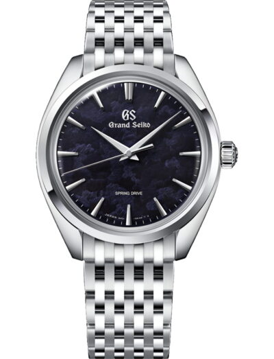 Grand Seiko wristwatch with stainless steel case and bracelet and indigo dial