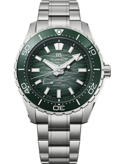 Grand Seiko watch with High-Intensity Titanium case and bracelet and green dial