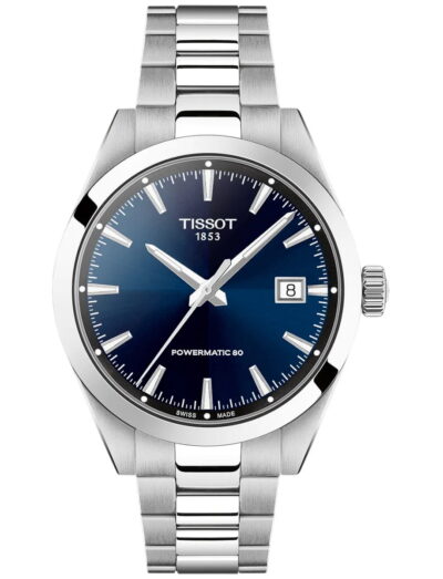 Tissot wristwatch with stainless steel case and bracelet and blue dial