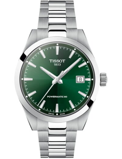 Tissot wristwatch with stainless steel case and bracelet and green dial