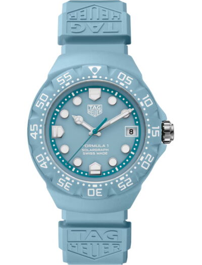 TAG Heuer Formula 1 wristwatch with TH-Polylight case, opaline blue dial and blue rubber strap