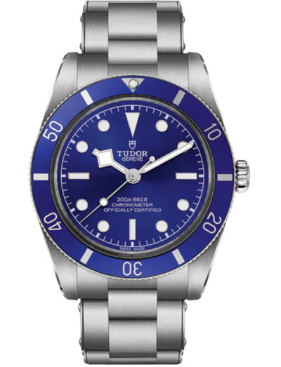 Tudor wristwatch with stainless steel case and bracelet and blue dial
