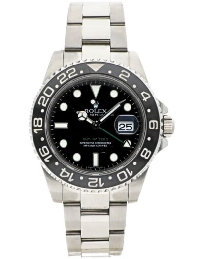 Pre-Owned Rolex wristwatch with stainless seel case, black dial and oystersteel bracelet