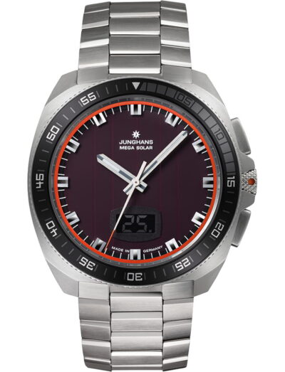 Junghans wristwatch with stainless steel case and bracelet and solar cell dial