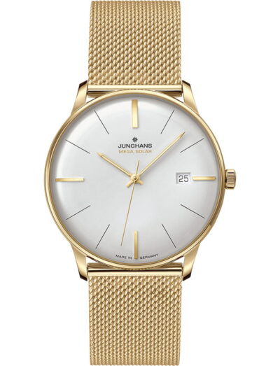 Junghans wristwatch with stainless steel case and bracelet and matt white dial