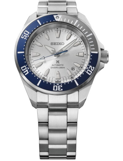 Seiko wristwatch with stainless steel case and bracelet and silver white dial