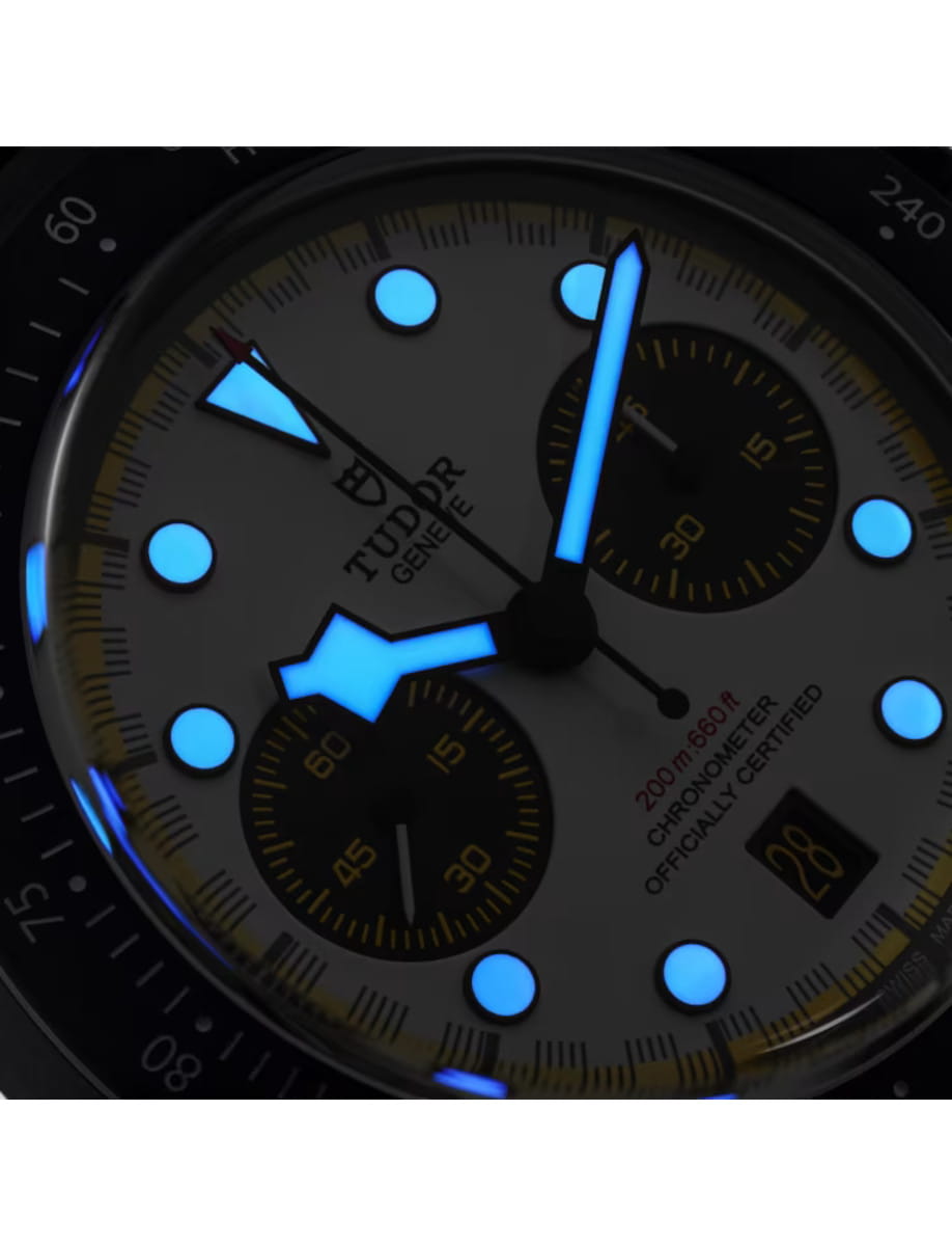 Night view of Tudor Black Bay Chrono 