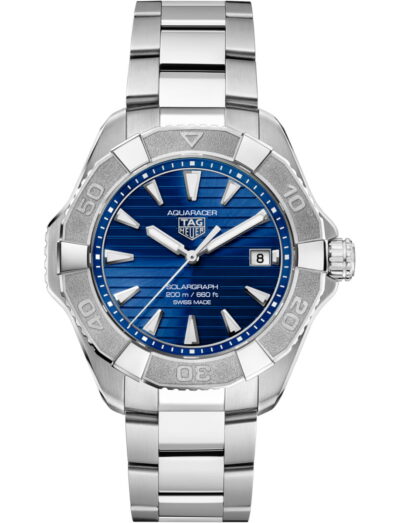 TAG Heuer wristwatch with stainless steel case and bracelet and blue dial