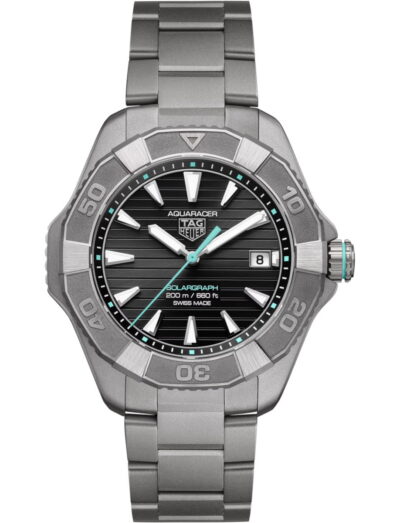TAG Heuer wristwatch with titanium case and bracelet and black dial